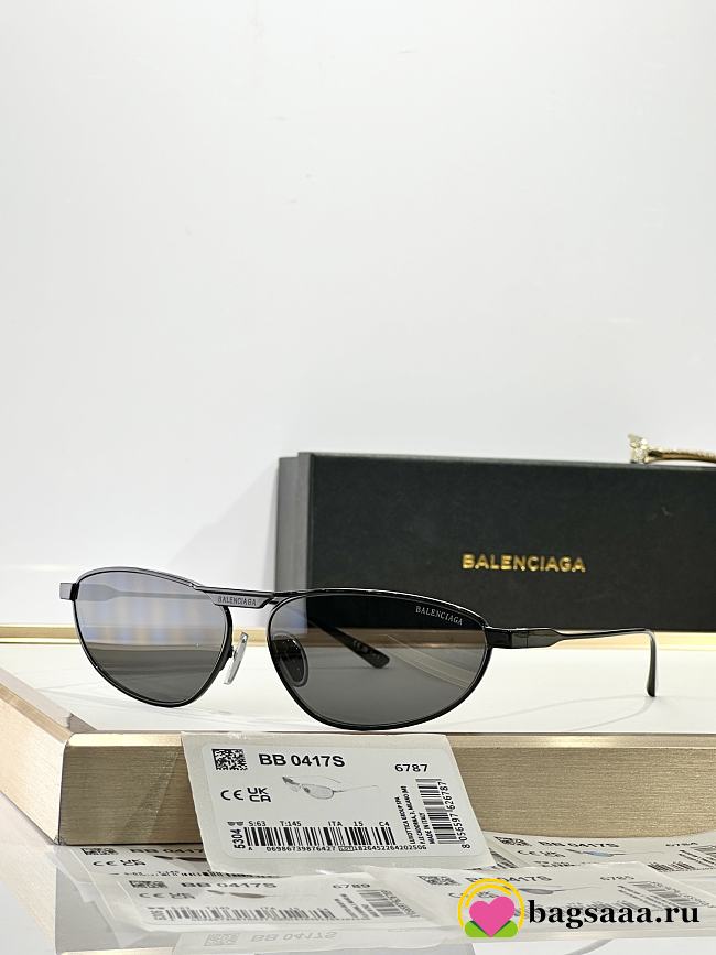 Bagsaaaa Balenciaga BB0417S black metal pilot sunglasses - 1