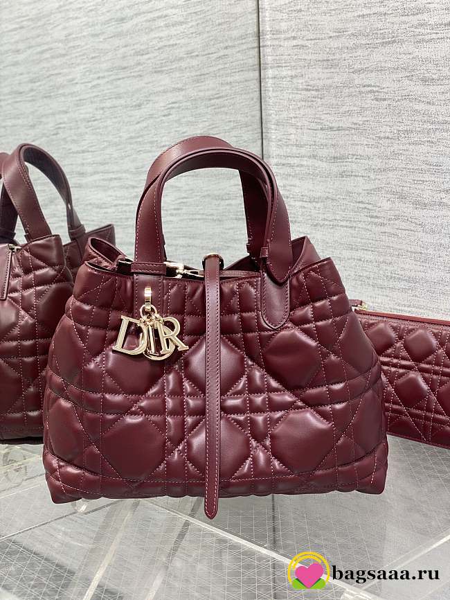 Bagsaaa Medium Dior Toujours Bag Plum Macrocannage Calfskin - 28.5cm - 1