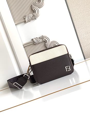 Bagsaaa Fendi Squared FF & Leather Camera Case Organizer in brown and white - 18cm