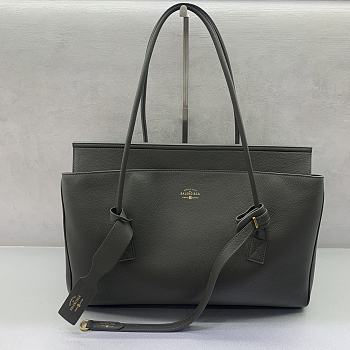 Bagsaaa Balenciaga Carrie medium grained-leather tote bag in a grey/khaki color - 44cm