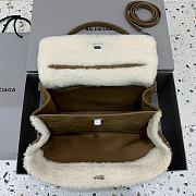 Bagsaaa Balenciaga Rodeo medium brown suede shoulder bag with a white shearling - 35cm - 4