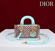 Bagsaaa Dior Lady D-Joy micro bag in multicolor glass material with light blue leather - 16cm - 1
