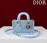 Bagsaaa Dior Lady D-Joy bag in cloud blue color with a crystal-studded - 16cm - 1