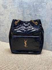 Bagsaaa YSL Saint Laurent Niki Small tote bag in black crinkled glossed-leather - 35cm - 1