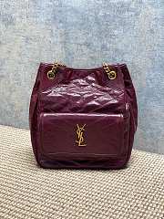 Bagsaaa YSL Saint Laurent Niki Small tote bag in red crinkled glossed-leather - 35cm - 1