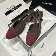 Bagsaaa Chanel slingback pumps in burgundy suede and brown - 1