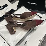 Bagsaaa Chanel slingback pumps in burgundy suede and brown - 4