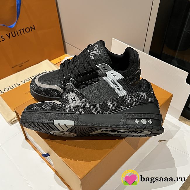 Bagsaaa Louis Vuitton LV Trainer sneaker in black Damier denim - 1