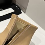 Bagsaaa Chanel beige and black leather cap-toe ankle boots with zipper - 4