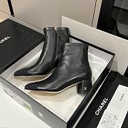 Bagsaaa Chanel black leather cap-toe ankle boots with zipper - 1