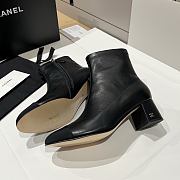 Bagsaaa Chanel black leather cap-toe ankle boots with zipper - 3