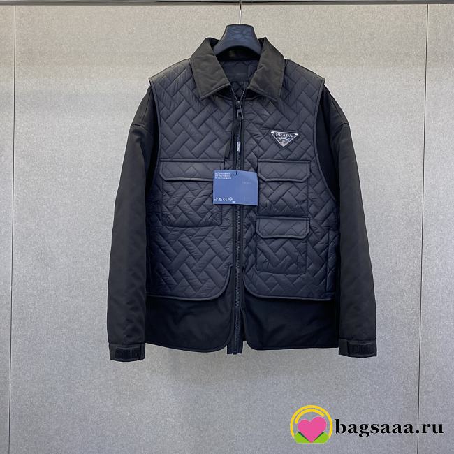 Bagsaaa black Prada Re-Nylon jacket with a quilted vest overlay - 1