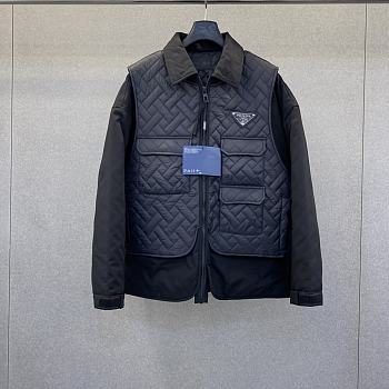 Bagsaaa black Prada Re-Nylon jacket with a quilted vest overlay
