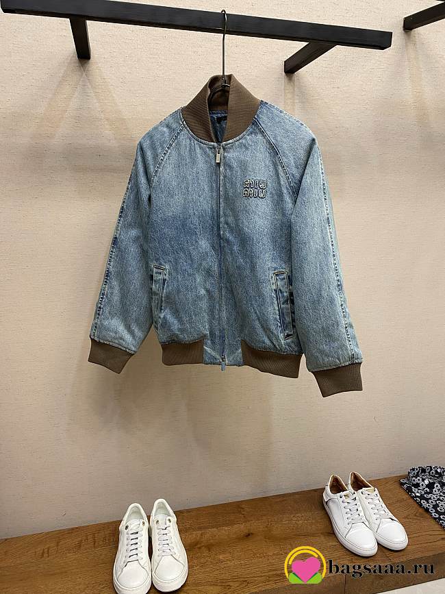 Bagsaaa Miu Miu Denim blouson jacket Navy - 1