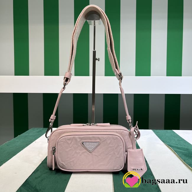Bagsaaa Prada Nappa Antique leather multi-pocket shoulder bag in pink - 22cm - 1