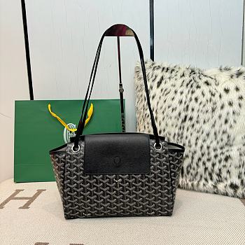Bagsaaa Goyard Rouette Souple PM bag in black goyardine canvas and leather -30cm