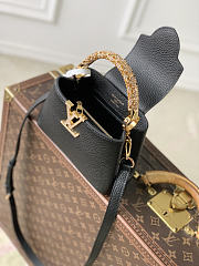 Bagsaaa Louis Vuitton Capucines Mini black Taurillon leather with rhinestone-embellished handle - 21cm - 3