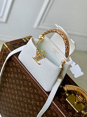 Bagsaaa Louis Vuitton Capucines Mini white Taurillon leather with rhinestone-embellished handle - 21cm - 2