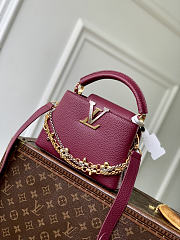 Bagsaaa Louis Vuitton Capucines Mini handbag in wine red Taurillon leather with gold - 21cm - 1