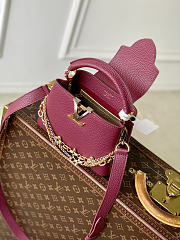 Bagsaaa Louis Vuitton Capucines Mini handbag in wine red Taurillon leather with gold - 21cm - 3