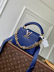 Bagsaaa Louis Vuitton Capucines Mini handbag in blue Taurillon leather with gold - 21cm - 1