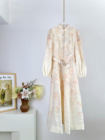 Bagsaaa Zimmermann Crush Floral-Print Linen Midi Dress