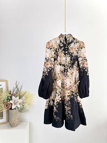 Bagsaaa Zimmermann Hypnotic Buttoned Midi Dress black & cream