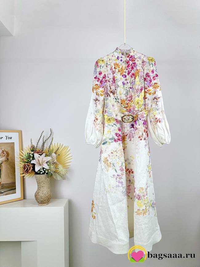 Bagsaaa Zimmermann Natura buttoned midi linen dress in the Kaleidoscope Garden - 1
