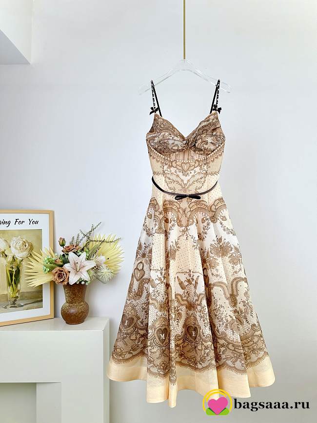 Bagsaaa Zimmermann Crush cutout linen and silk organza midi dress in the peach lace print - 1