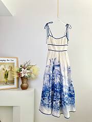 Bagsaaa Zimmermann Wylie shirred printed linen midi dress in blue palm - 1