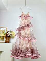 Bagsaaa Zimmermann Crush embellished silk-organza maxi dress in the Pink Lace - 1