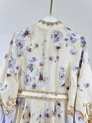 Bagsaaa Zimmermann Hypnotic Buttoned Mini Dress in linen with a blue floral print - 3