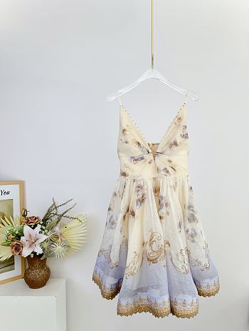 Bagsaaa Zimmermann Hypnotic V Neck Mini Dress in the colorway Cream