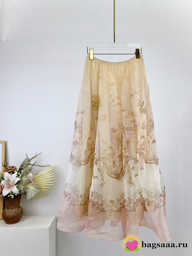 Bagsaaa Zimmermann Hypnotic printed silk-organza midi skirt - 1