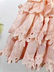 Bagsaaa Zimmermann Crush Lace-Trim Tiered Linen-Silk Blend Maxi Dress in Pale Pink - 2