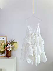 Bagsaaa Zimmermann Crush Lace-Trim Tiered Linen-Silk Blend Maxi Dress in white - 1