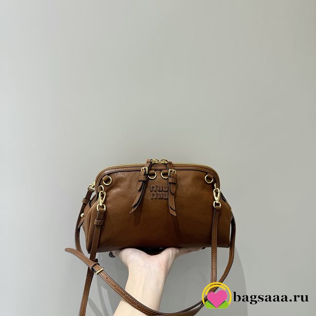 Bagsaaa Miu Miu Aventure nappa leather bag in oak brown - 24cm - 1
