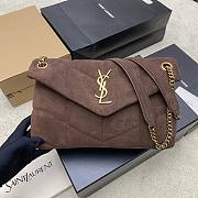 Bagsaaa YSL Saint Laurent Puffer Small shoulder bag in brown suede with gold - 29cm - 1