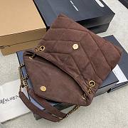 Bagsaaa YSL Saint Laurent Puffer Small shoulder bag in brown suede with gold - 29cm - 4