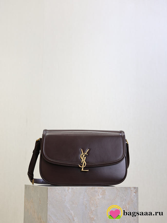 Bagsaaa YSL Saint Laurent Solferino medium shoulder bag in box leather dark brown - 29cm - 1