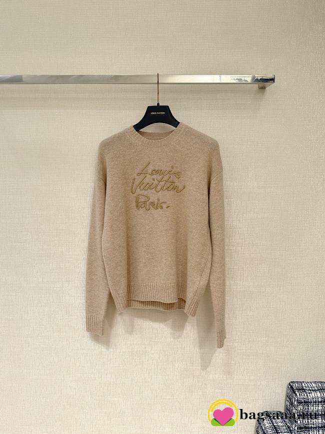 Bagsaaa Louis Vuitton Cursive Signature Pullover in cashmere knit beige - 1
