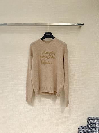 Bagsaaa Louis Vuitton Cursive Signature Pullover in cashmere knit beige