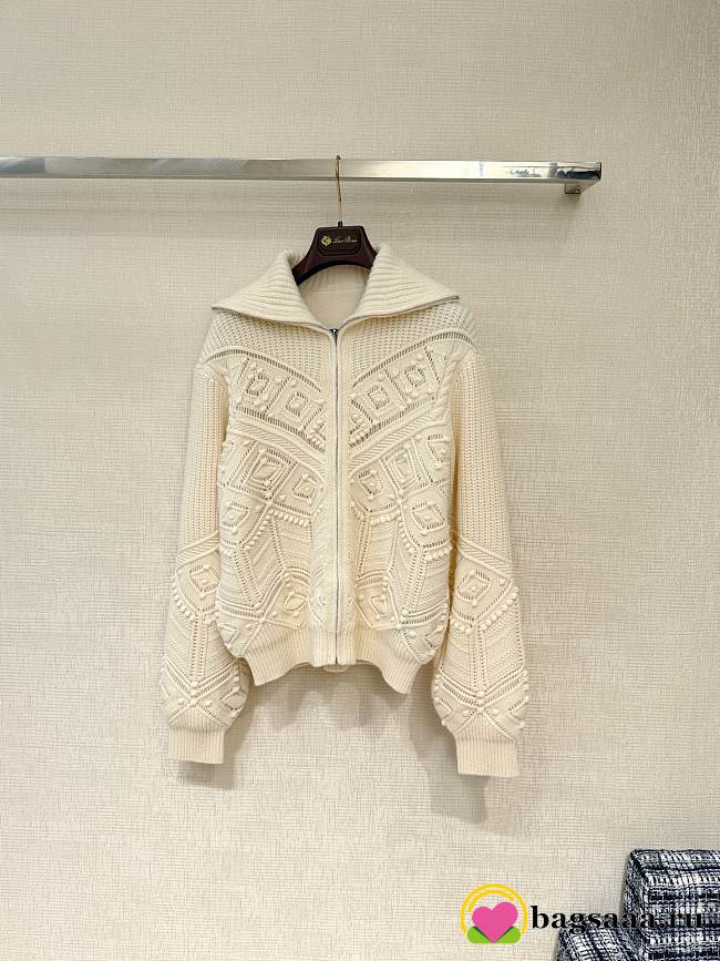 Bagsaaa Loro Piana cashmere zip-up cardigan cream - 1