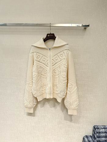 Bagsaaa Loro Piana cashmere zip-up cardigan cream