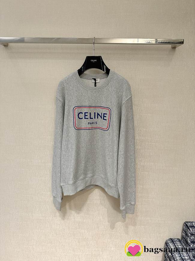 Bagsaaa Celine Loose Sweatshirt in cotton fleece in grey melange - 1