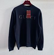 Bagsaaa Gucci cotton jersey sweatshirt in navy with a sequin logo embroidery - 1