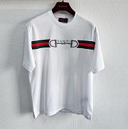 Bagsaaa Gucci cotton jersey T-shirt with a green and red Web stripe - 1