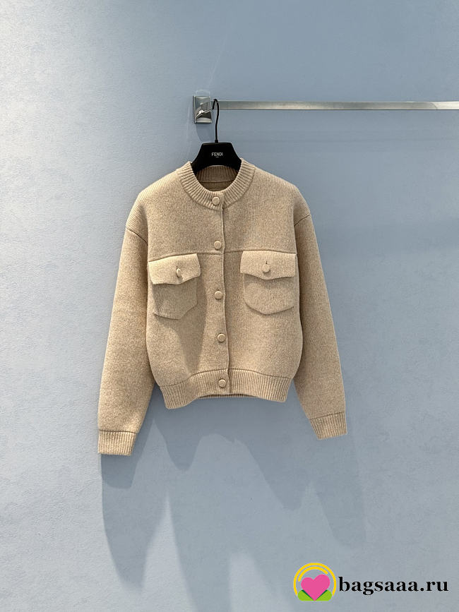 Bagsaaa Fendi beige wool cardigan with pockets - 1