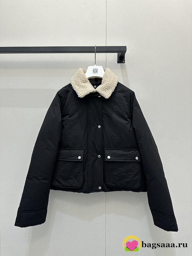 Bagsaaa Loewe puffer jacket in black cotton-blend technical fabric - 1
