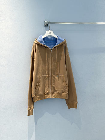 Bagsaaa Loewe Zip-up hoodie in cotton beige